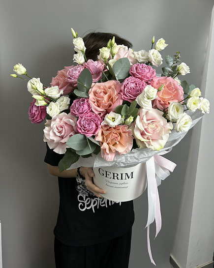 Mix of flowers in a box with delivery to Astana