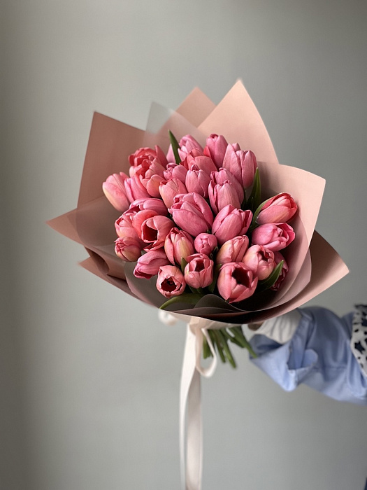 Тюльпаны розовые 35шт