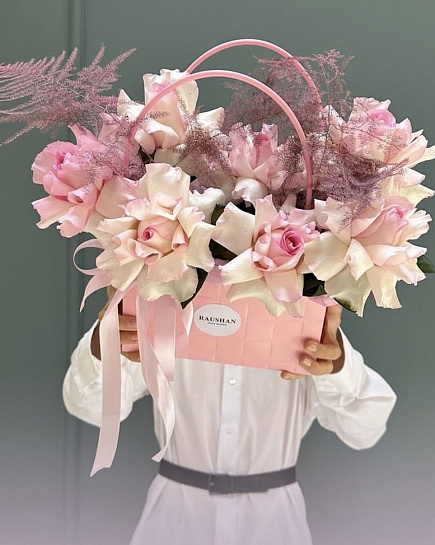 Bouquet of Arrangement of flowers in a handbag flowers delivered to Astana