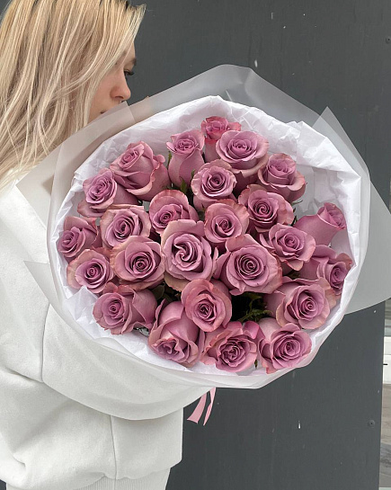Bouquet of 25 Lilac Roses ❤ flowers delivered to Almaty