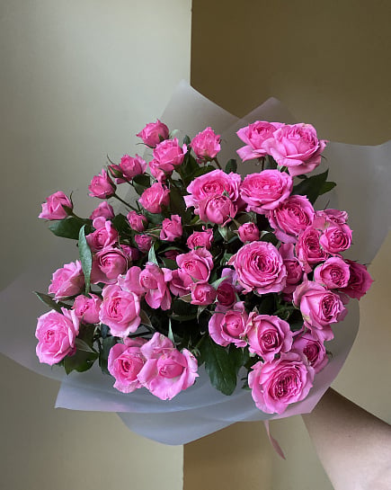Розовое облако из кустовых роз with delivery to Astana