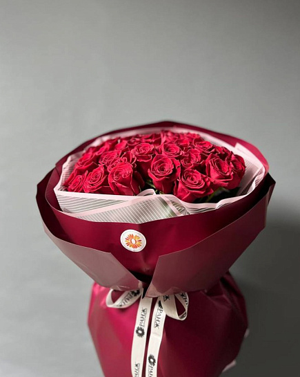 Букет из 35 голландских красных роз  с доставкой по Алматы