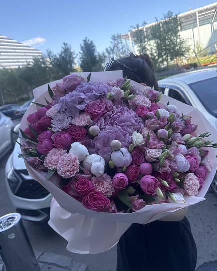 Сиреневое очарование с гортензией с доставкой по Астане