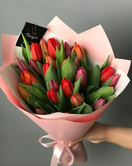 Bouquet of Mix Tulips 25 pcs flowers delivered to Semey