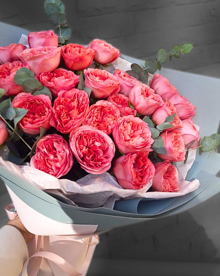 Bouquet of peony roses 25pcs with delivery to Almaty with delivery to Almaty