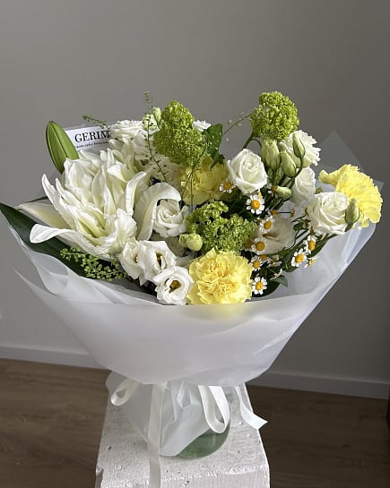 Солнечная свежесть с лилиями и эустомой с доставкой по Астане