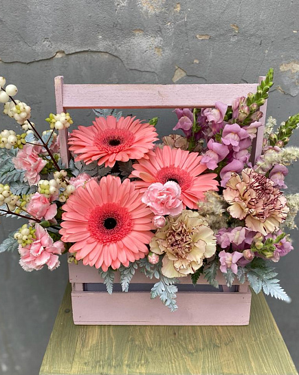 Bouquet of Increased Wooden Pink Box flowers delivered to Almaty