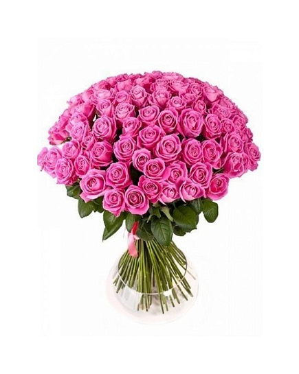 Bouquet of 77 high elite pink roses flowers delivered to Rudniy