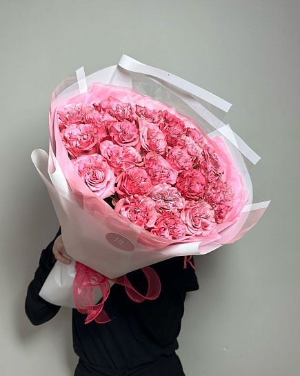 Bouquet of 25 peony roses flowers delivered to Ust-Kamenogorsk