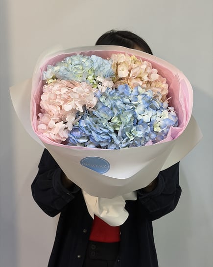 Облако гортензий в пастельных тонах с доставкой по Астане