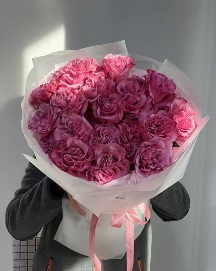 Розовое очарование пионовидных роз с доставкой по Астане