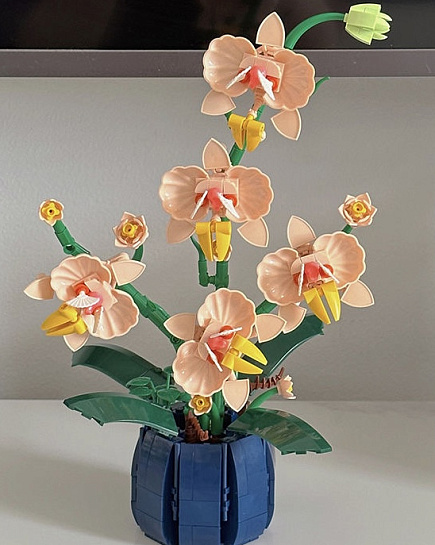 Лего цветы Золотая Орхидея  с доставкой по Алматы