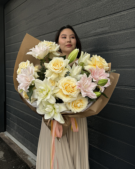 Bouquet of lemon sherbet flowers delivered to Almaty