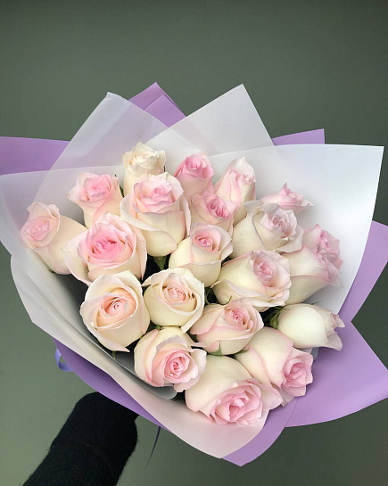Монобукет из розовых голландских роз 25 шт  с доставкой по Астане