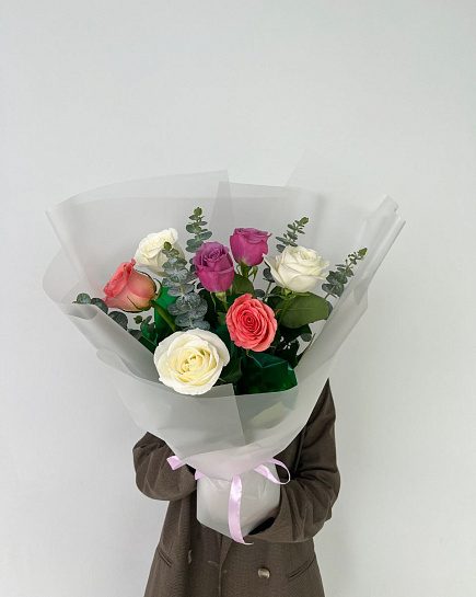 Bouquet of ROSE WITH EUCALYPTUS flowers delivered to Astana