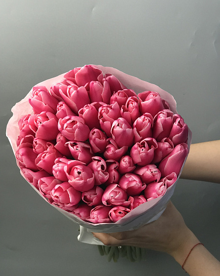 Pink tulips in a pack (50 pieces) with delivery to Astana