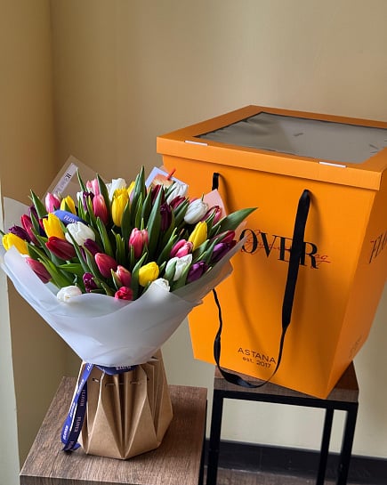 45 тюльпанов микс ₸ с доставкой по Астане