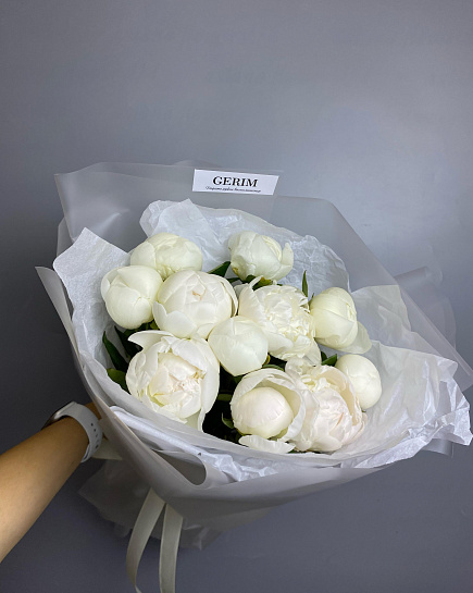 White peonies 11 with delivery to Astana