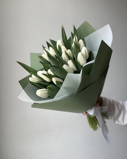 Тюльпаны белые 25 шт с доставкой по Алматы