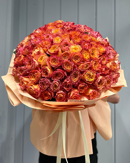 Bouquet of Bouquet of 101 peony fire roses flowers delivered to Astana