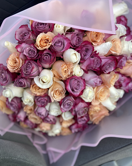 Bouquet of 101 roses mix premium rose flowers delivered to Rudniy