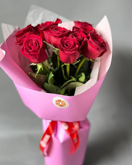 Bouquet of Bouquet of 11 Dutch red roses flowers delivered to Almaty