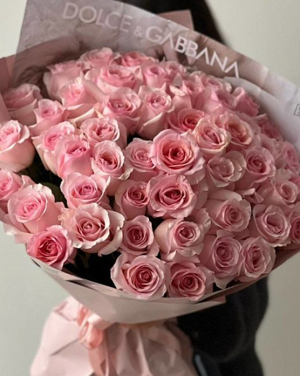 Bouquet of pink roses Novia 51 pcs with delivery to Astana