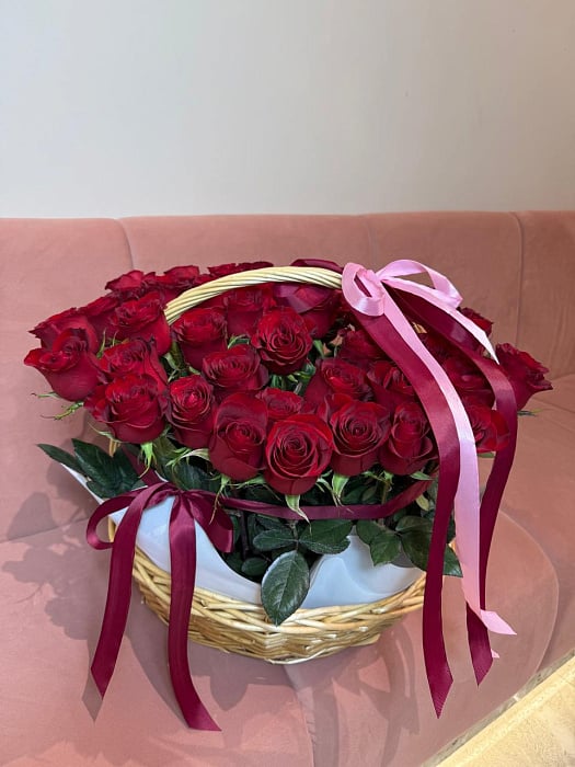 51 red rose in the basket 51 red rose in the basket