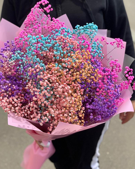 Bouquet of Bouquet of 11 rainbow gypsophila flowers delivered to Almaty