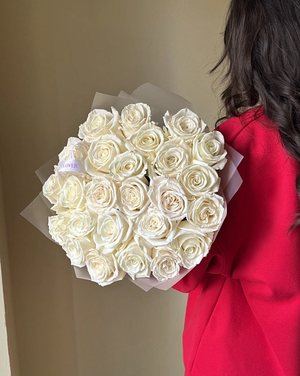 25 белых роз с доставкой по Астане