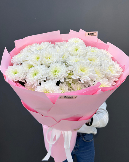 Bouquet of White wave of chrysanthemums M flowers delivered to Shymkent