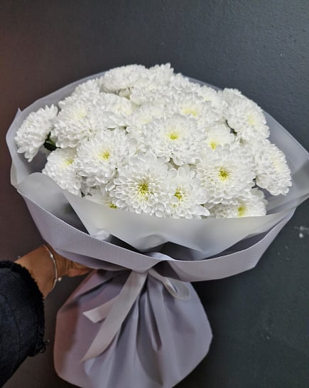 Белоснежное облако хризантем с доставкой по Алматы