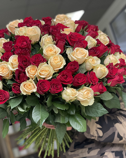 Bouquet of Bouquet of 101 roses flowers delivered to Karaganda
