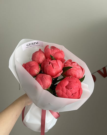 Коралловые пионы 7 штук with delivery to Astana