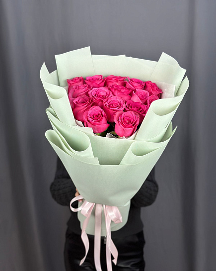 Bouquet of 15 bright roses 50 cm flowers delivered to Astana