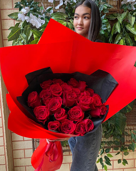 25 красных роз  с доставкой по Таразе