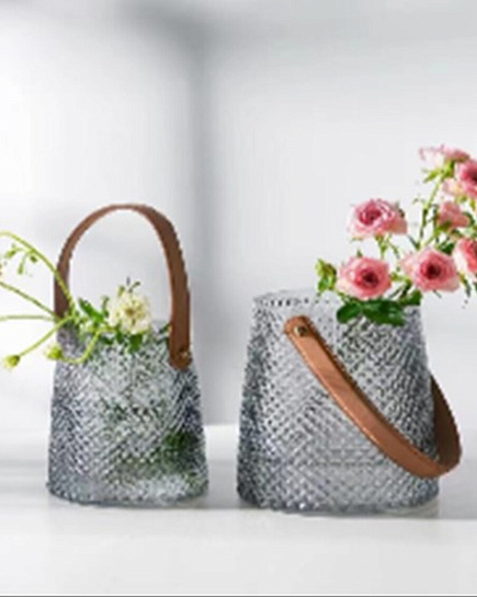 Ваза "Bag" (стекло), D10хН15 см, с ручкой Серый с доставкой по Астане