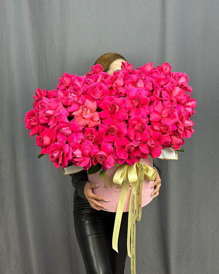 Bouquet of 41 roses in a hat box flowers delivered to Astana