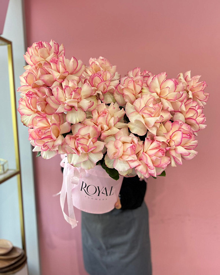 Bouquet of Composition of French roses in box M flowers delivered to Shymkent