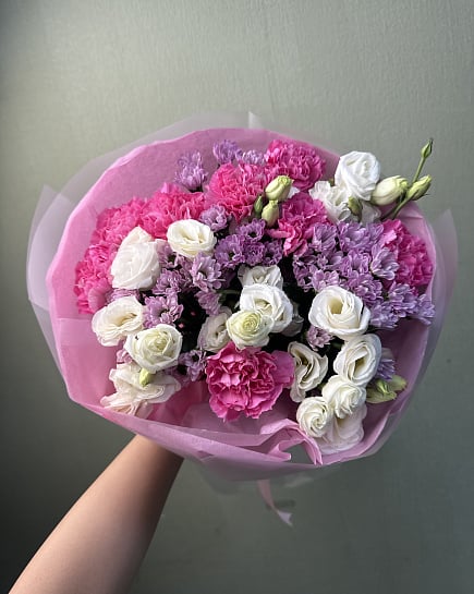 Розово-фиолетовый микс с эустомой with delivery to Astana