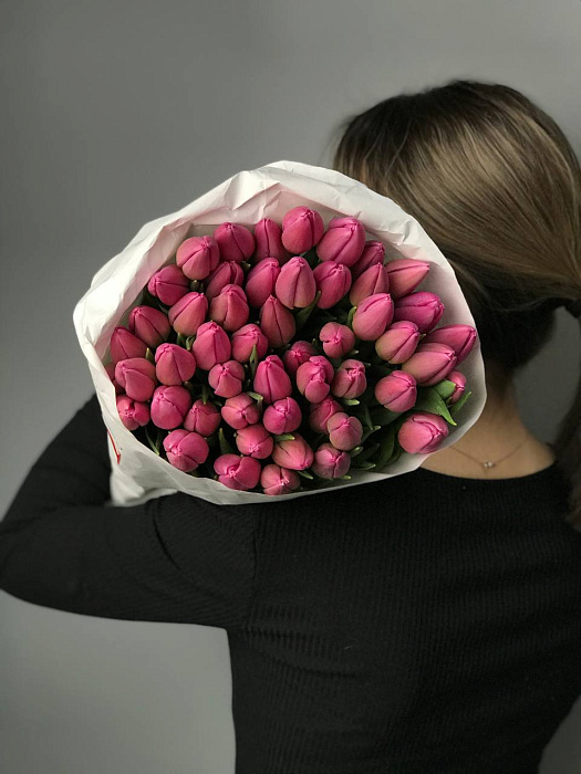 Розовые Тюльпаны оптом 50 шт
