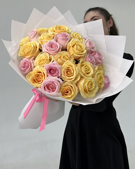 Bouquet of 45 roses mix flowers delivered to Astana