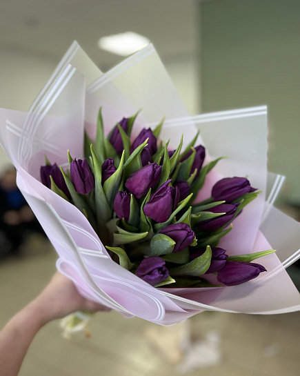 Bouquet of Purple tulip flowers delivered to Kostanay.