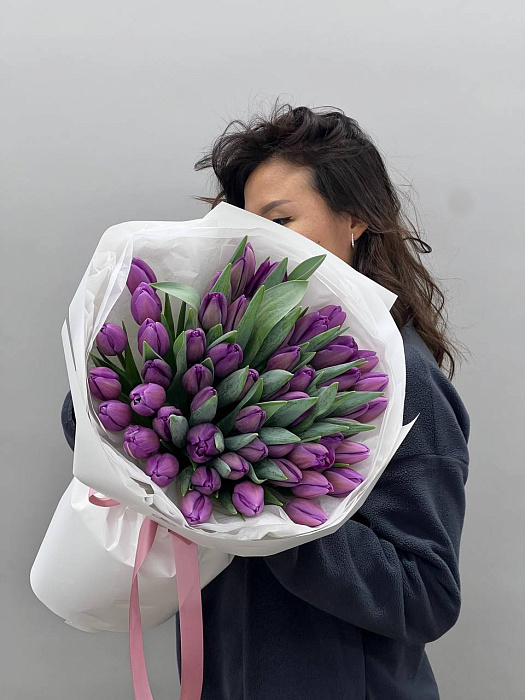 51 purple tulips