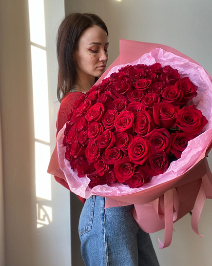 Red roses 51 pcs with delivery to Almaty