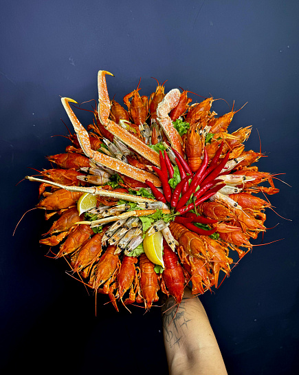 Bouquet of crayfish, crab claws and sea food with delivery to Astana