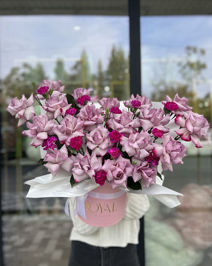 Bouquet of Composition of roses with carnations flowers delivered to Shymkent