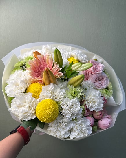 Солнечный микс с герберами и хризантемами with delivery to Astana