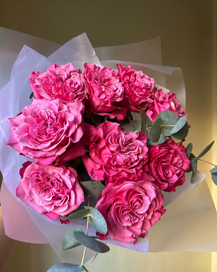 Розовый круглый букет из роз with delivery to Астане
