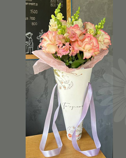 Bouquet of Flowers for your beloved in a light vase flowers delivered to Almaty